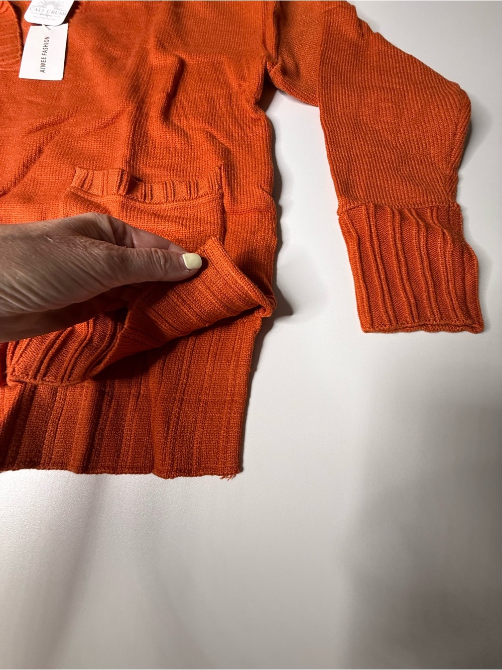 Rust Orange Collared V-Neck Fall Sweater - 993-1000 - Picture 5 of 6